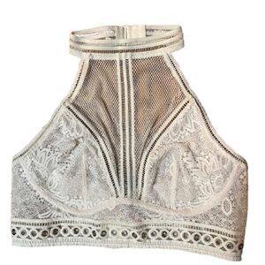 NWT Victoria's Secret Very Sexy White Lace High Neck Bralette Size Large